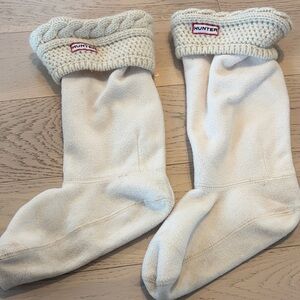 Hunter Cream Fleece Lined Boot Socks with Knit Cuff